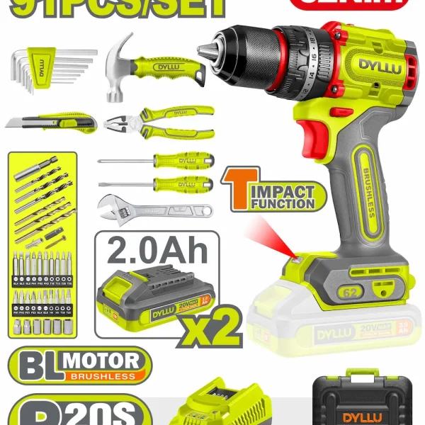 فرد شد براغي 62 نيوتن برشلس امباكت (بطارية) مع حقيبة DTDT4B91