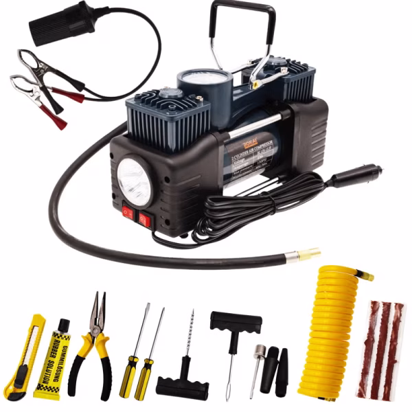 BONAI Portable Air Compressor 12V DC Car Tyre Inflator, 150 PSI High Pressure, 85L/Min Fast Inflation, Heavy Duty Motor with Carry Case, BN-HK107