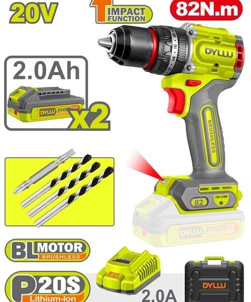 "فرد شد برشلس امباكت 82 نيوتن بطارية )حقيبة( Brushless Cordless Impact Drill" DTCDP8285