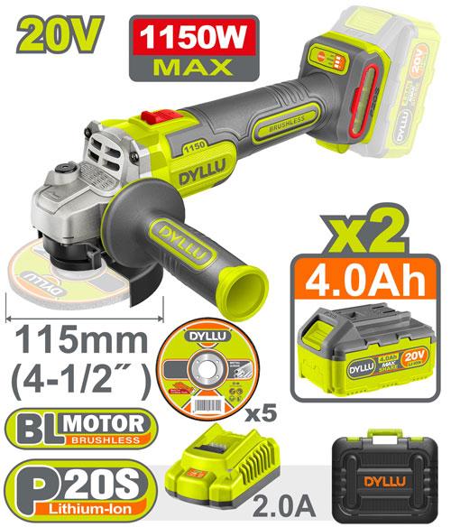 صاروخ قص وجلخ بطارية 1150W Cordless angle grinder DTLAPB522