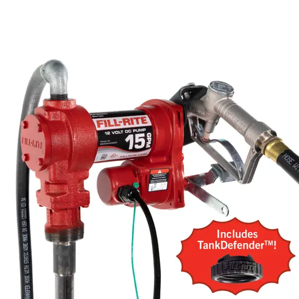 12V DC 15 GPM Fuel Transfer Pump with Nozzle and TankDefender